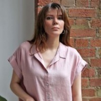 Olivia Pink Linen Shirt S/M -8 to 10 by Biggie Best